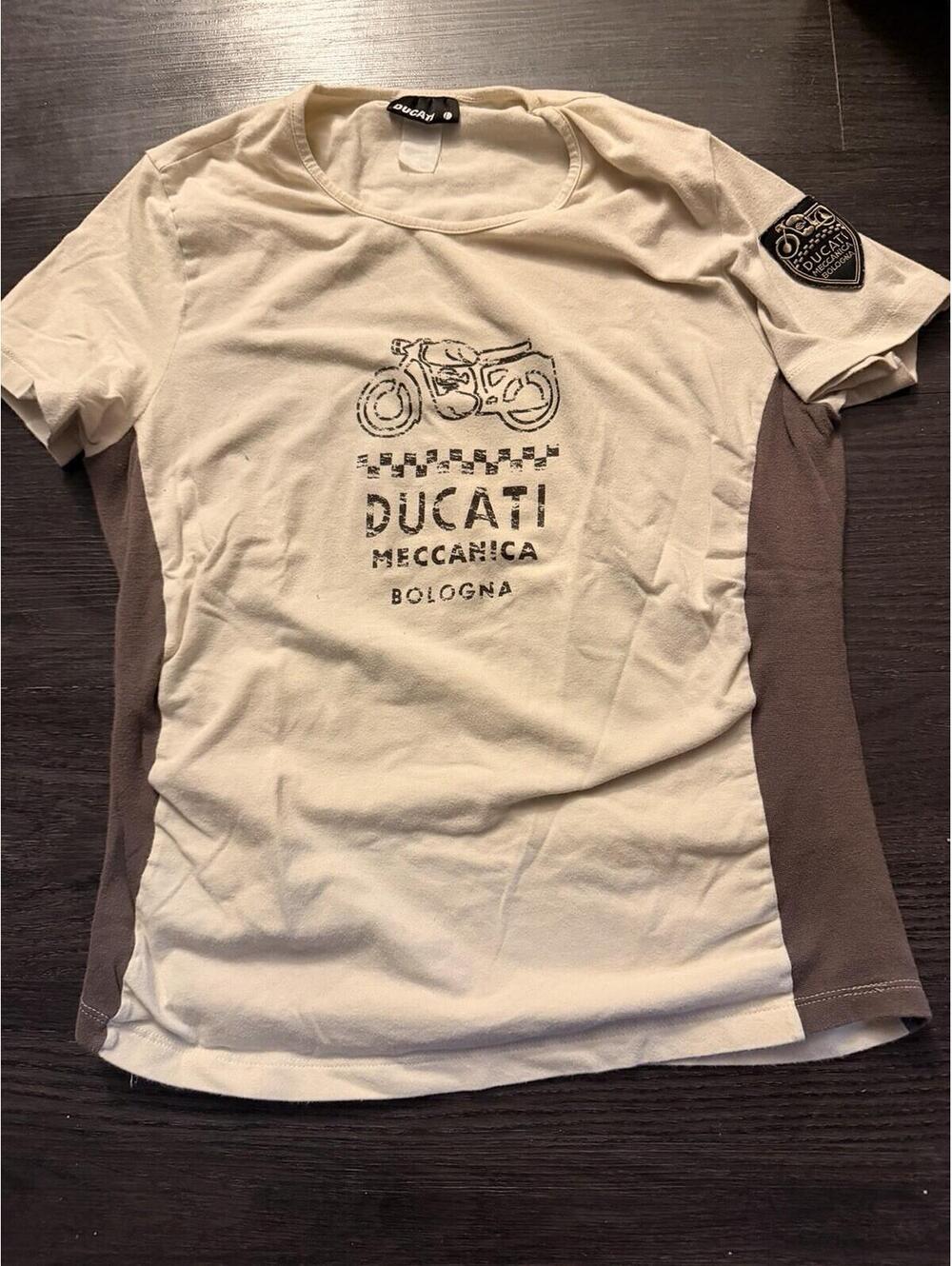 Ducati Meccanica Bologna Graphic Logo T-Shirt Mens L Beige Brown Cotton